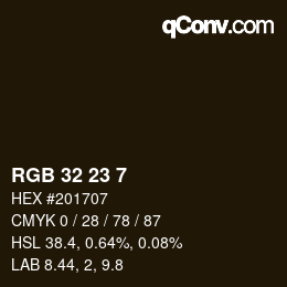 Color code: RGB 32 23 7 | qconv.com