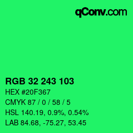 Color code: RGB 32 243 103 | qconv.com