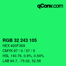 Color code: RGB 32 243 105 | qconv.com