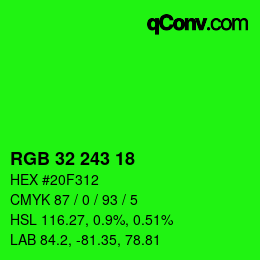 Color code: RGB 32 243 18 | qconv.com