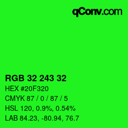 カラーコード: RGB 32 243 32 | qconv.com