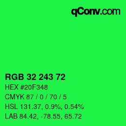 Color code: RGB 32 243 72 | qconv.com
