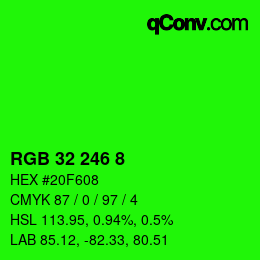 Color code: RGB 32 246 8 | qconv.com