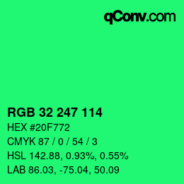 Color code: RGB 32 247 114 | qconv.com