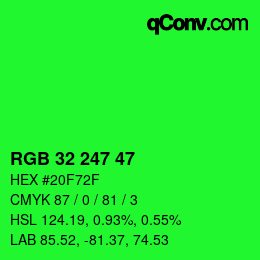 Color code: RGB 32 247 47 | qconv.com