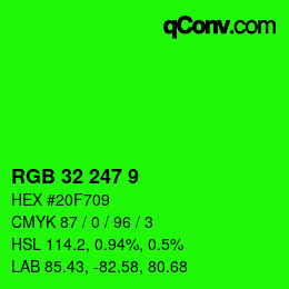 カラーコード: RGB 32 247 9 | qconv.com