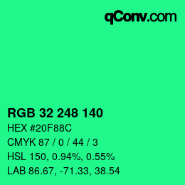 Color code: RGB 32 248 140 | qconv.com