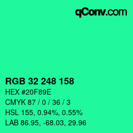 Color code: RGB 32 248 158 | qconv.com