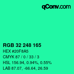 Color code: RGB 32 248 165 | qconv.com