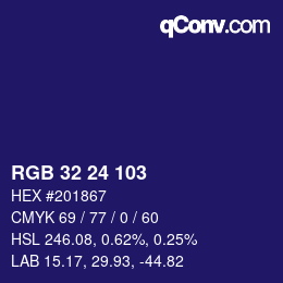 カラーコード: RGB 32 24 103 | qconv.com