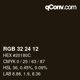 カラーコード: RGB 32 24 12 | qconv.com