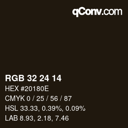 カラーコード: RGB 32 24 14 | qconv.com