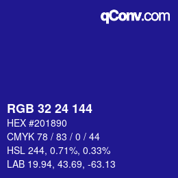 颜色代码: RGB 32 24 144 | qconv.com