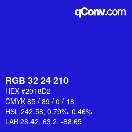 カラーコード: RGB 32 24 210 | qconv.com