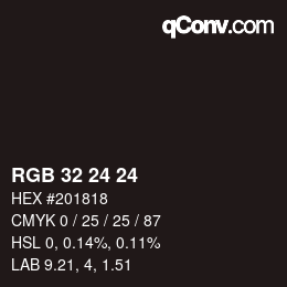 カラーコード: RGB 32 24 24 | qconv.com