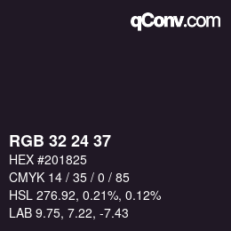 カラーコード: RGB 32 24 37 | qconv.com