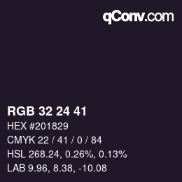 カラーコード: RGB 32 24 41 | qconv.com