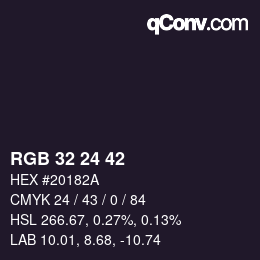 カラーコード: RGB 32 24 42 | qconv.com