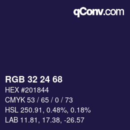 カラーコード: RGB 32 24 68 | qconv.com