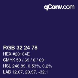 颜色代码: RGB 32 24 78 | qconv.com
