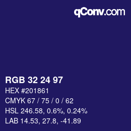 Color code: RGB 32 24 97 | qconv.com