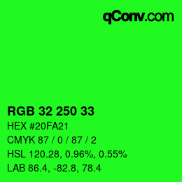 Color code: RGB 32 250 33 | qconv.com