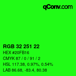 Color code: RGB 32 251 22 | qconv.com