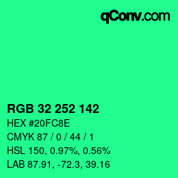 Color code: RGB 32 252 142 | qconv.com