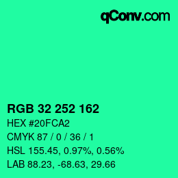 Color code: RGB 32 252 162 | qconv.com