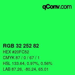 Color code: RGB 32 252 82 | qconv.com