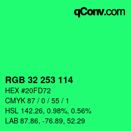Color code: RGB 32 253 114 | qconv.com