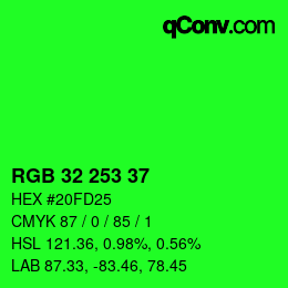 Color code: RGB 32 253 37 | qconv.com