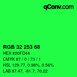 Color code: RGB 32 253 68 | qconv.com