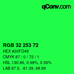Color code: RGB 32 253 72 | qconv.com