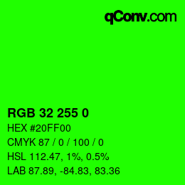 Color code: RGB 32 255 0 | qconv.com