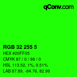 Color code: RGB 32 255 5 | qconv.com
