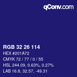 カラーコード: RGB 32 26 114 | qconv.com