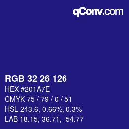 Color code: RGB 32 26 126 | qconv.com