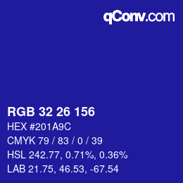 Color code: RGB 32 26 156 | qconv.com