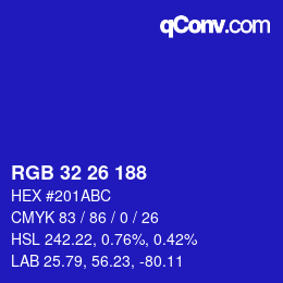 Color code: RGB 32 26 188 | qconv.com