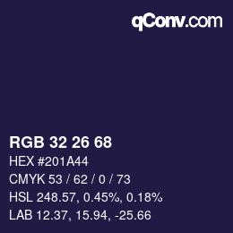 カラーコード: RGB 32 26 68 | qconv.com