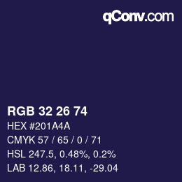 カラーコード: RGB 32 26 74 | qconv.com