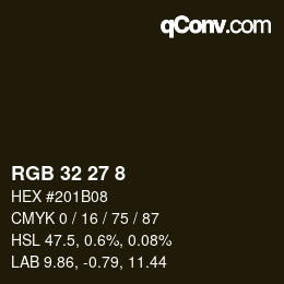 Color code: RGB 32 27 8 | qconv.com