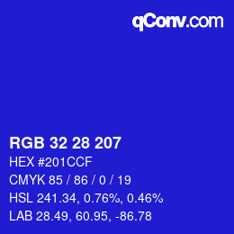 Color code: RGB 32 28 207 | qconv.com