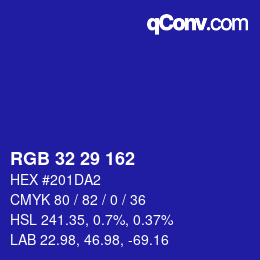 Color code: RGB 32 29 162 | qconv.com