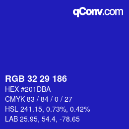 Color code: RGB 32 29 186 | qconv.com