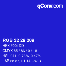 カラーコード: RGB 32 29 209 | qconv.com