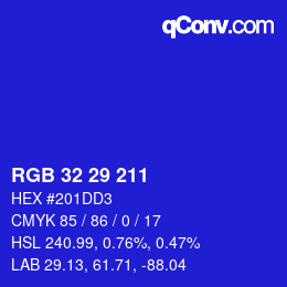 Color code: RGB 32 29 211 | qconv.com