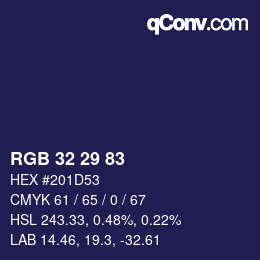 カラーコード: RGB 32 29 83 | qconv.com