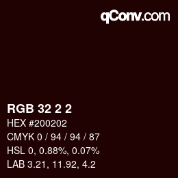 Color code: RGB 32 2 2 | qconv.com
